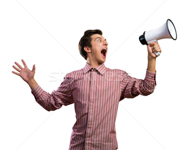 man yells into a megaphone Stock photo © adam121