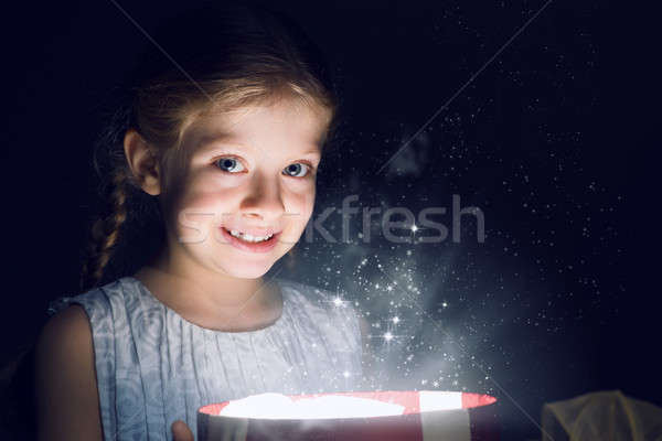 Natale ragazza finestra magia luce miracolo Foto d'archivio © adam121