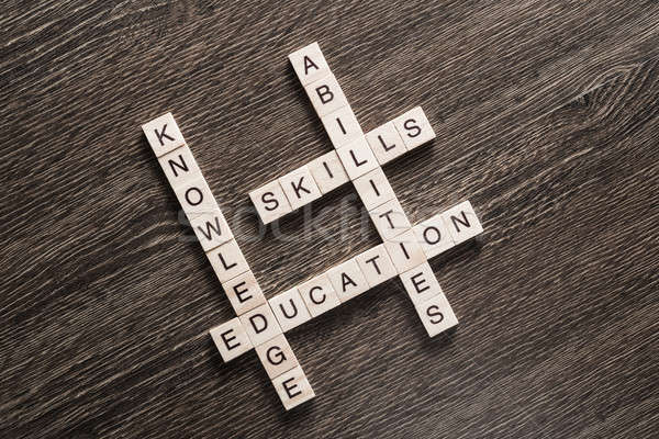 Conceptual business keywords on table with elements of game making crossword Stock photo © adam121