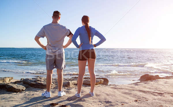 [[stock_photo]]: Matin · courir · jeunes · actif · couple