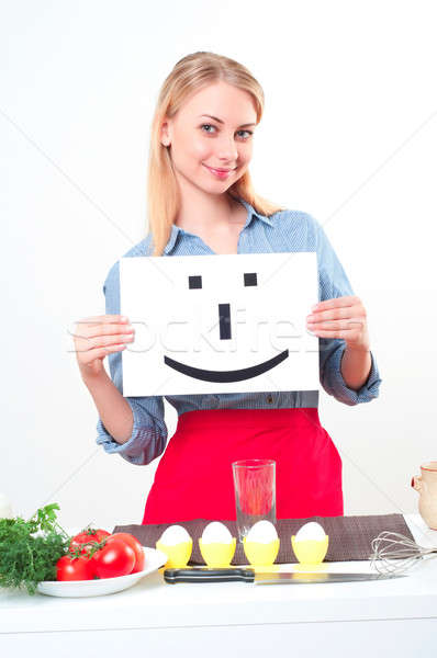 Atractivo cocinar mujer blanco mujer hermosa mantener Foto stock © adam121
