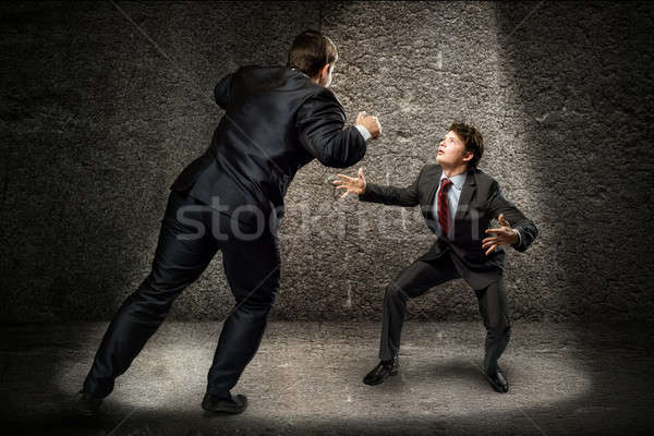 Zwei Geschäftsleute kämpfen Wettbewerb Business Mann Stock foto © adam121