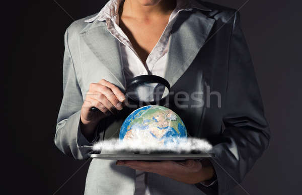 business woman looking at the planet Stock photo © adam121