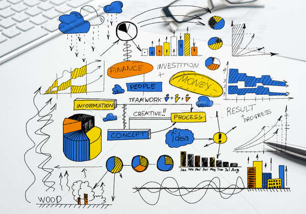 Plan profitable Business Farbe Geschäftsstrategie Skizze Stock foto © adam121