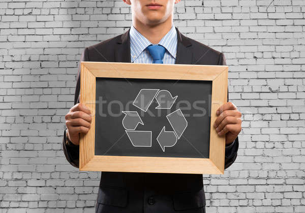 ストックフォト: ビジネスマン · フレーム · 黒板 · リサイクル