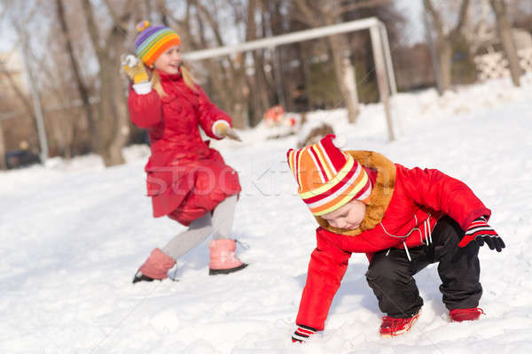 Kinder Winter Park spielen Zeit Freien Stock foto © adam121