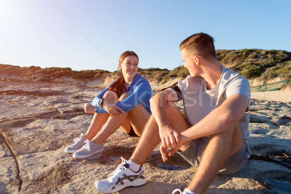 Morgen laufen jungen tätig Paar Jogger Stock foto © adam121