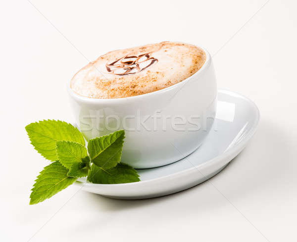 large cup of coffee and green leaf of mint Stock photo © adam121