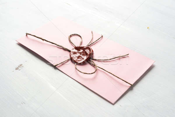 Carta selar tabela rosa envelope cera Foto stock © adam121