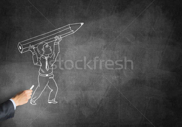 Karikatúra üzletember férfi kéz rajz kréta Stock fotó © adam121