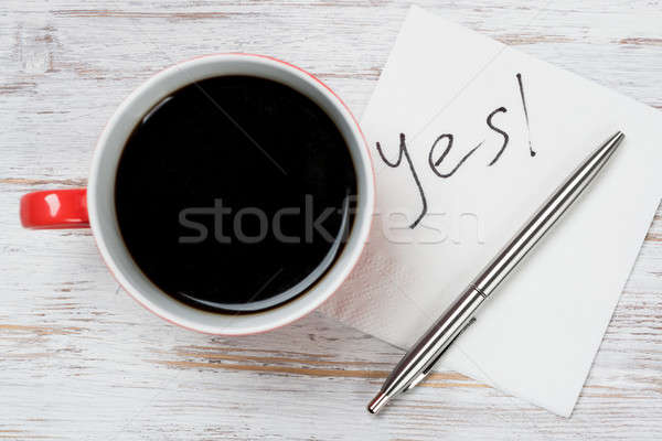 Mesaj yazılı peçete fincan kahve kâğıt Stok fotoğraf © adam121