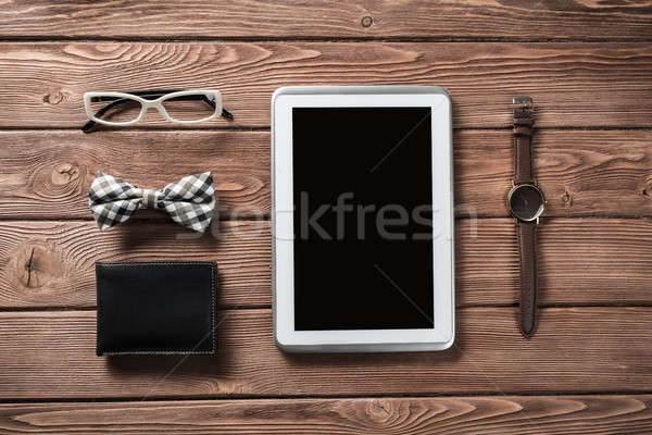 Hipster set on wooden table Stock photo © adam121