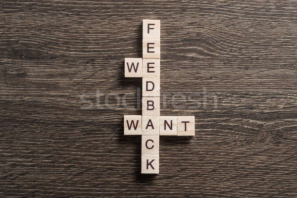 Conceptual media keywords on table with elements of game making crossword Stock photo © adam121