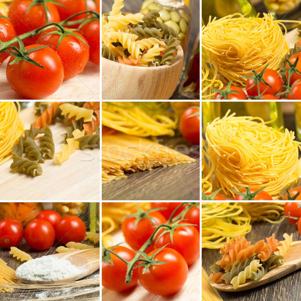 Pasta pomodorini collage parecchi immagini alimentare Foto d'archivio © adam121