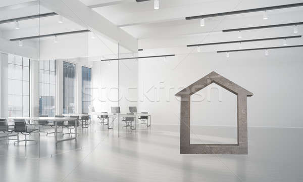 Conceptual background image of concrete home sign in modern office interior Stock photo © adam121