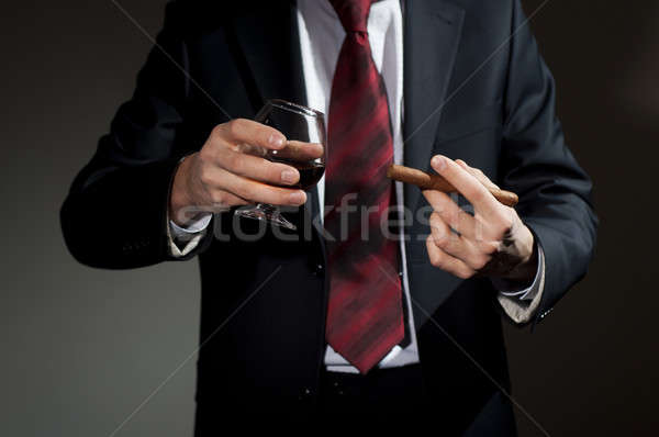 rich person, holds a cigar and whisky Stock photo © adam121