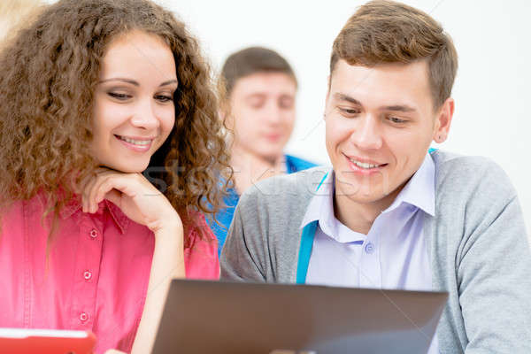 Studenten zusammen Vortrag schauen Stock foto © adam121