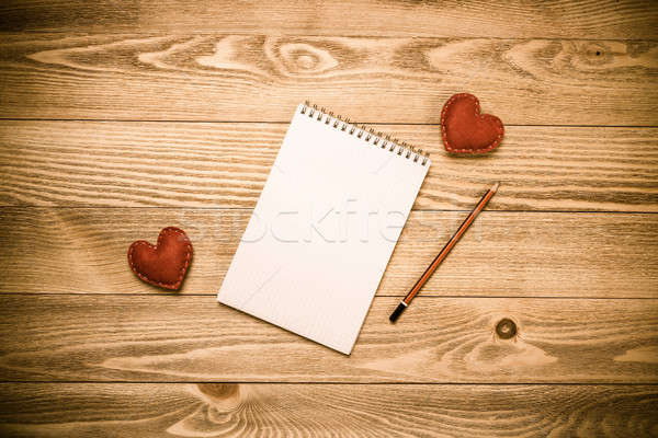 Сток-фото: любви · сообщение · приглашения · сердцах · блокнот · лист