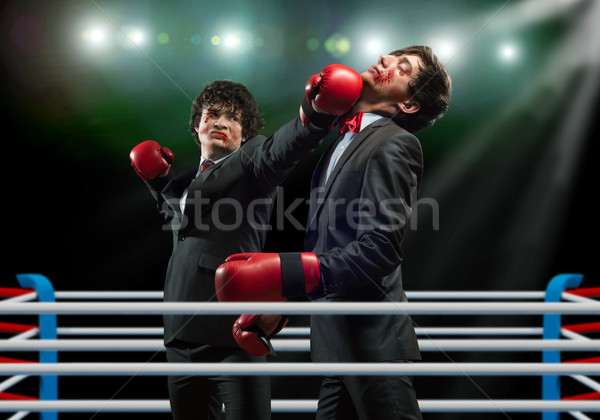 Business Wettbewerber zwei Geschäftsmann Boxhandschuhe Ring Stock foto © adam121