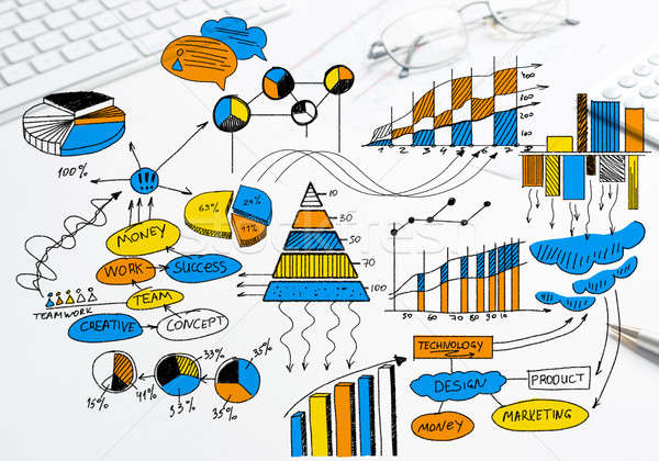 Foto stock: Plan · rentable · negocios · color · estrategia · de · negocios · boceto