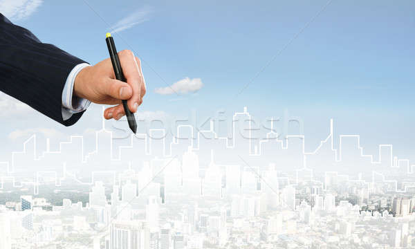 Stockfoto: Engineering · ontwerper · werk · hand · man · tekening