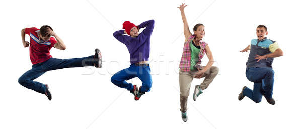 Hip hop dançarinos grupo dançarina saltar isolado Foto stock © adam121