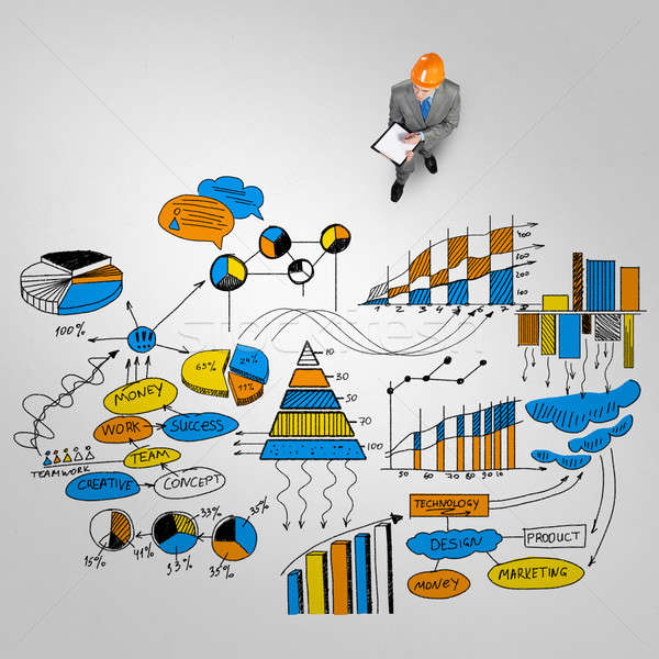 Inżynier człowiek strategia biznesowa górę widoku folderze Zdjęcia stock © adam121