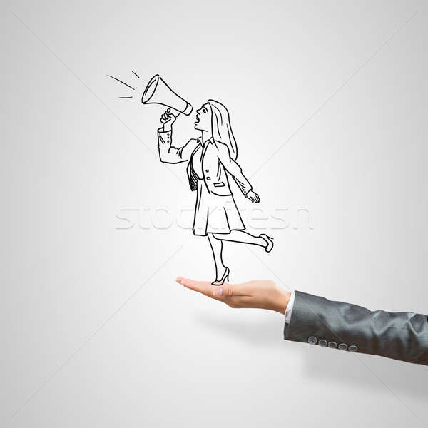Caricatures of businesswoman in palm Stock photo © adam121