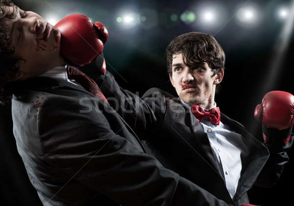 Negocios competidores dos empresario guantes de boxeo anillo Foto stock © adam121
