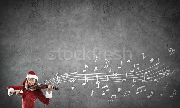 Stockfoto: Melodie · christmas · aantrekkelijk · jonge · vrouw · pak