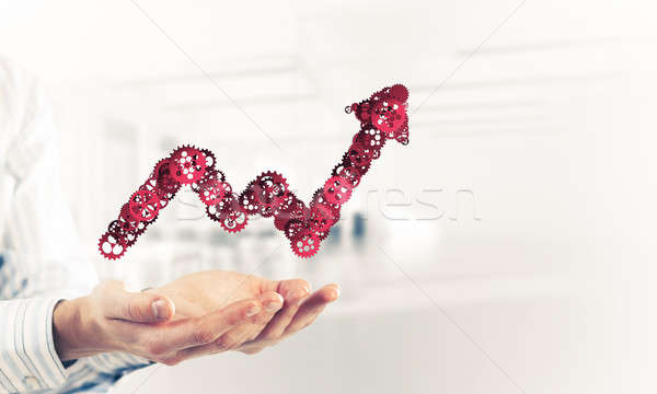 Progressing graph presented in male palms as symbol of success a Stock photo © adam121