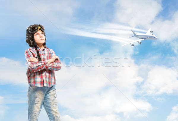 Erkek kask pilot bulutlar Stok fotoğraf © adam121