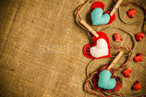 Hágalo usted mismo postal hecho a mano amor corazones marrón Foto stock © adam121