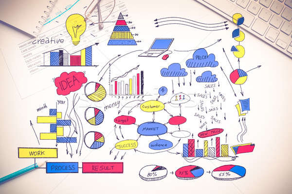 Zdjęcia stock: Plan · rentowny · działalności · kolor · strategia · biznesowa · szkic