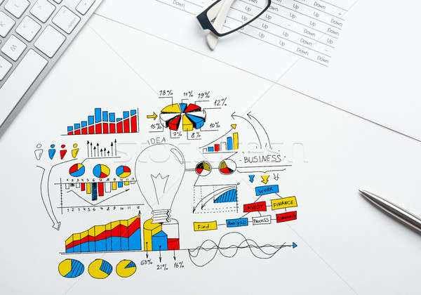 Plan profitable Business Farbe Geschäftsstrategie Skizze Stock foto © adam121