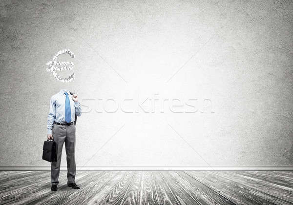 Stockfoto: Altijd · denken · geld · zakenman · euro · teken