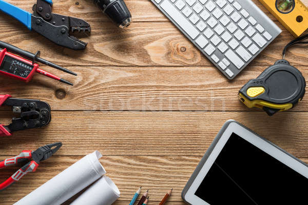 Reparatur Service beantragen Vielfalt Werkzeuge Builder Stock foto © adam121