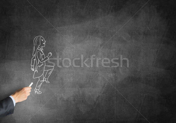 Caricatura imprenditrice maschio mano disegno gesso Foto d'archivio © adam121
