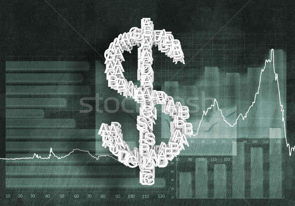 Foto stock: Dólar · moeda · taxa · grande · símbolo · gráficos