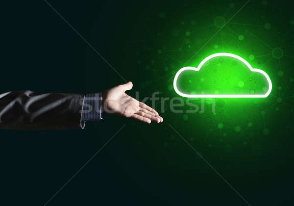 Digital ícone nuvem símbolo sem fio conexão escuro Foto stock © adam121