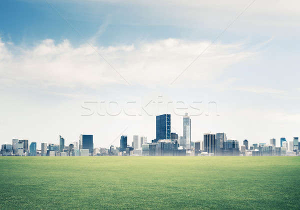 Natural landscape view of skyscrapers and urban buidings as symb Stock photo © adam121
