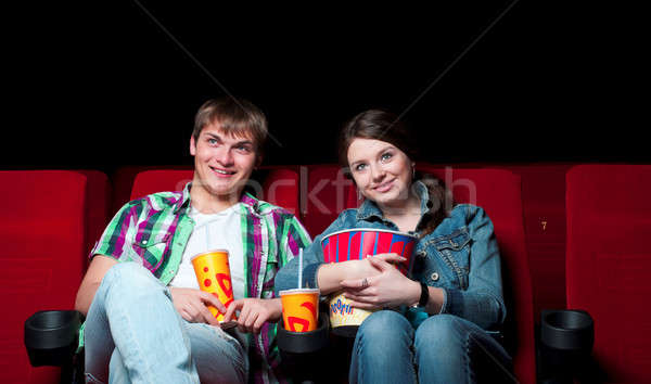 Casal cinema filme teatro assistindo multidão Foto stock © adam121