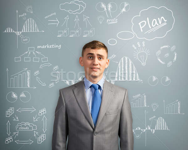 Imprenditore pensare innovazione business immagine sketch Foto d'archivio © adam121