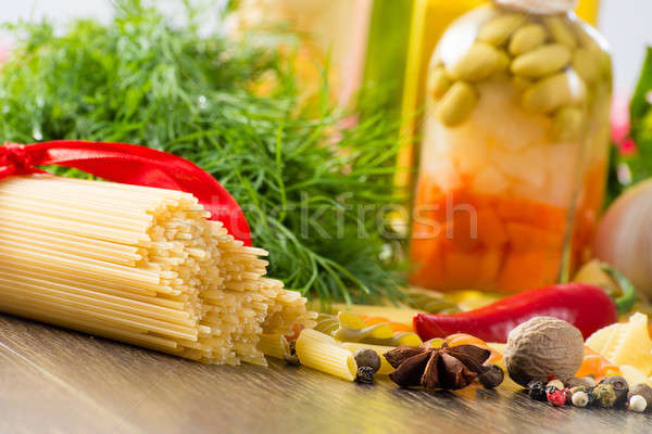 Italian spaghetti and vegetables Stock photo © adam121