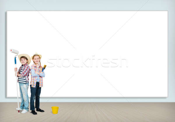 children with paint rollers Stock photo © adam121