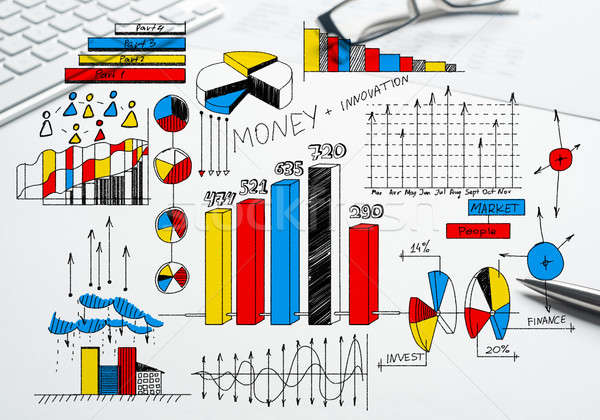 Foto stock: Plan · rentable · negocios · color · estrategia · de · negocios · boceto