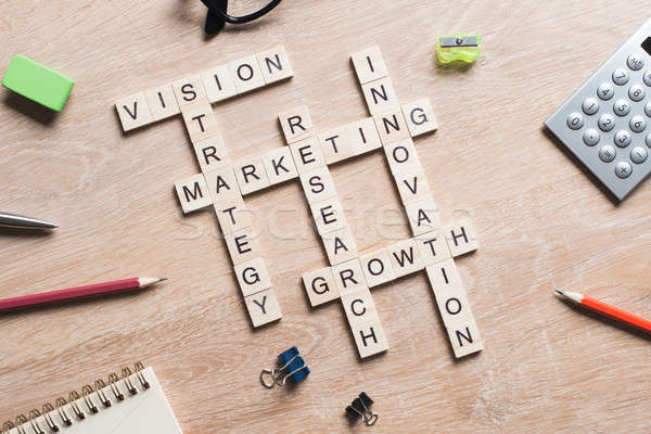 Conceptual business keywords on table with elements of game making crossword Stock photo © adam121