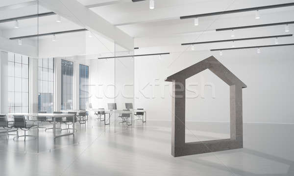 Conceptual background image of concrete home sign in modern office interior Stock photo © adam121
