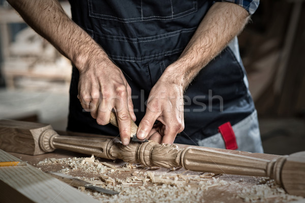 Charpentier travaux mains bois industrielle Photo stock © adam121