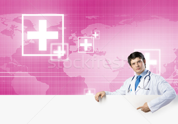 Doctor with banner Stock photo © adam121